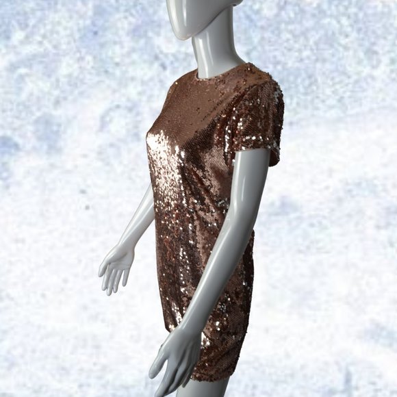 Forever 21 Copper Rose Sequin Mini Dress Size L - Picture 9 of 16